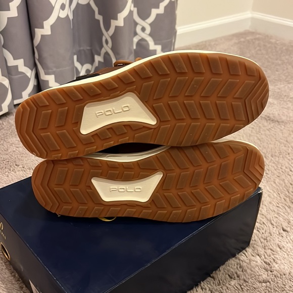 Polo Ralph Lauren Adventure 100 SK ATH tan burnished calf leather shoes Mens 8.5 - Picture 12 of 16